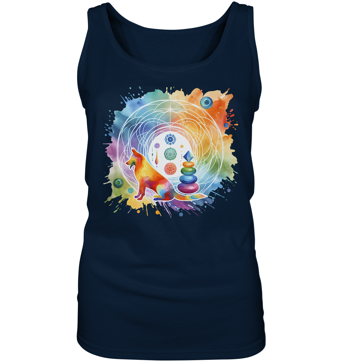 Chakra Art mit Hund Aquarell  - Ladies Tank-Top