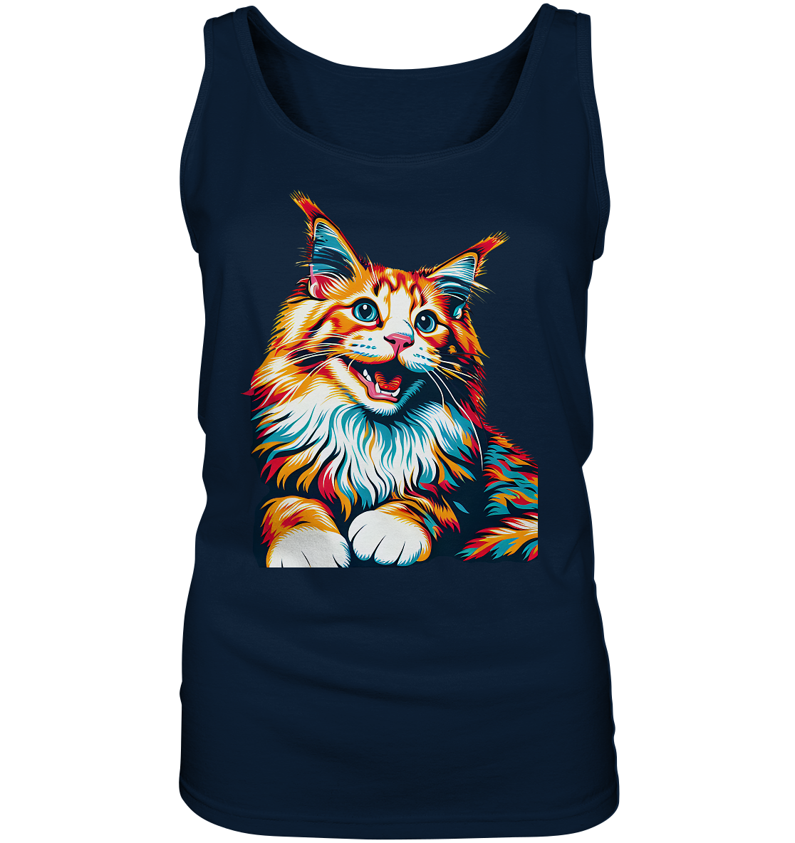 Maine Coon Katze Pop Art - personalisierbar - Ladies Tank-Top