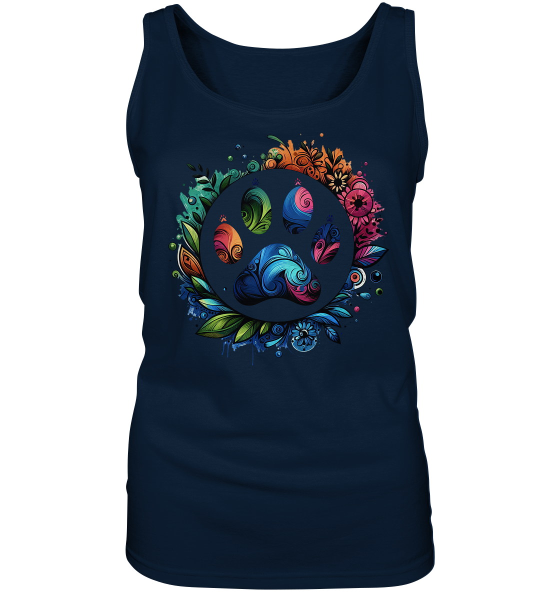 Pfote mit Blumendesign - Ladies Tank-Top