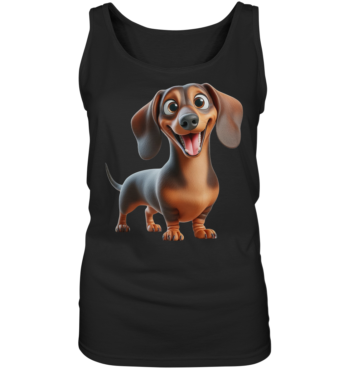 Happy Dackel Cartoon - personalisierbar - Ladies Tank-Top