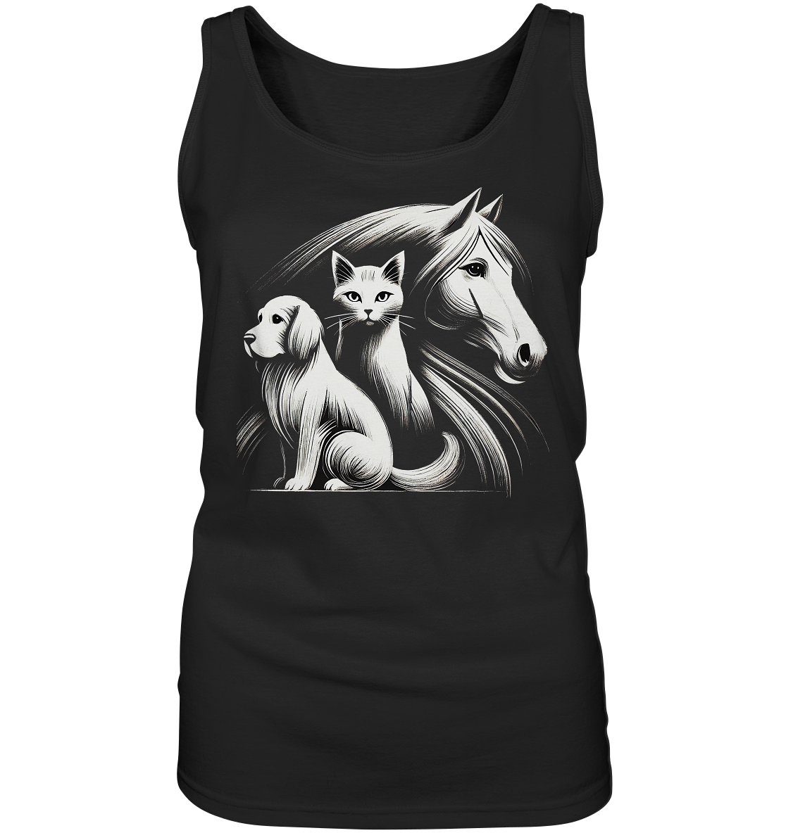 Zeichnung Hund, Katze Pferd - Ladies Tank-Top