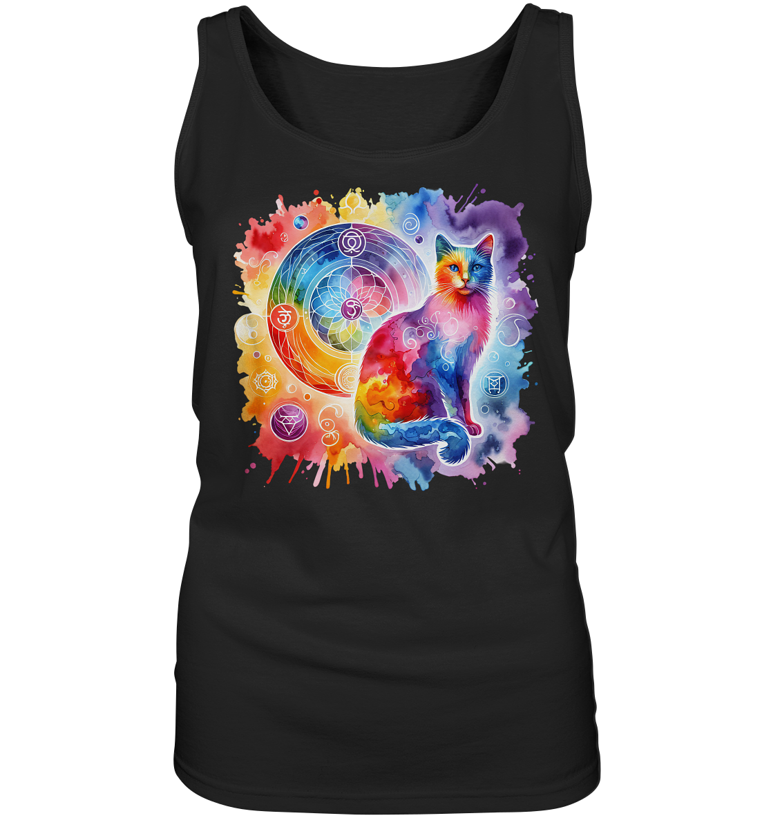 Shakra Design mit Katze - Ladies Tank-Top