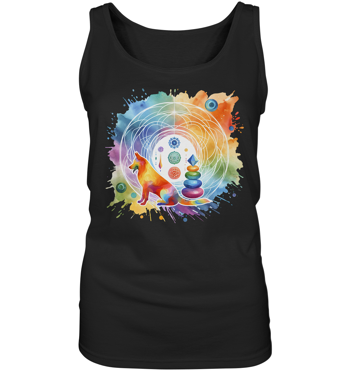 Chakra Art mit Hund Aquarell  - Ladies Tank-Top
