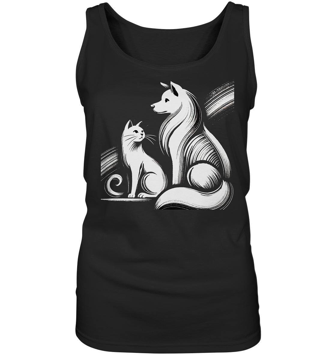 Zeichnung Katze und Hund - Ladies Tank-Top
