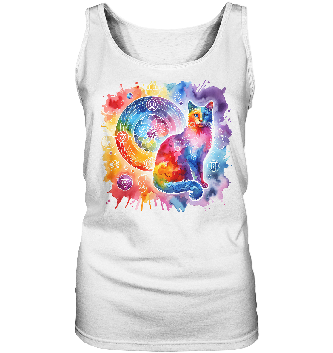Shakra Design mit Katze - Ladies Tank-Top