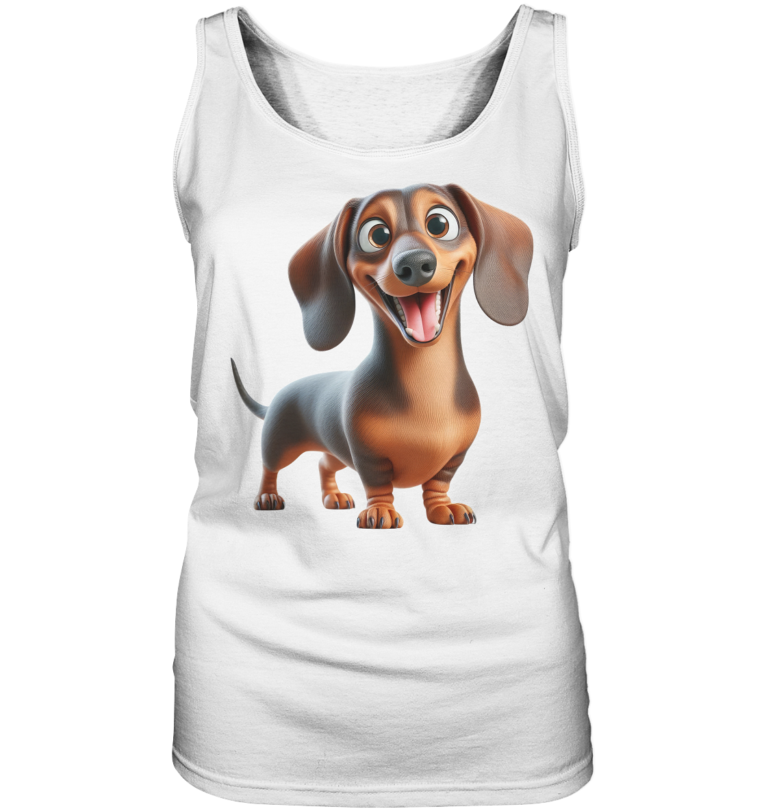 Happy Dackel Cartoon - personalisierbar - Ladies Tank-Top