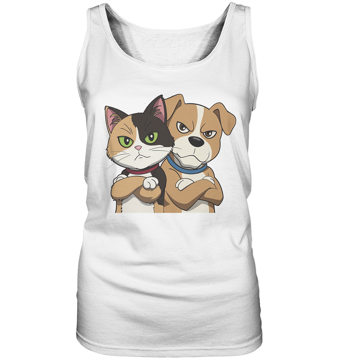 Hund und Katze grumpy - personalisierbar - Ladies Tank-Top