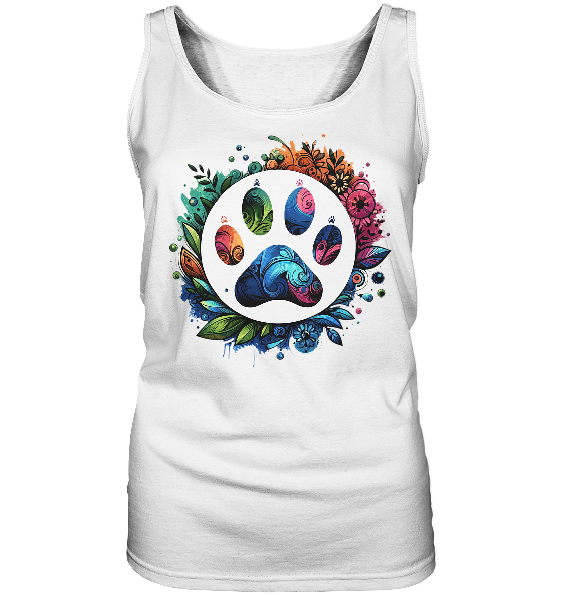 Pfote mit Blumendesign - Ladies Tank-Top