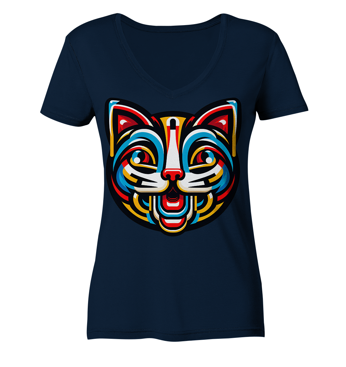 Pop Art Katze  - Ladies V-Neck Shirt