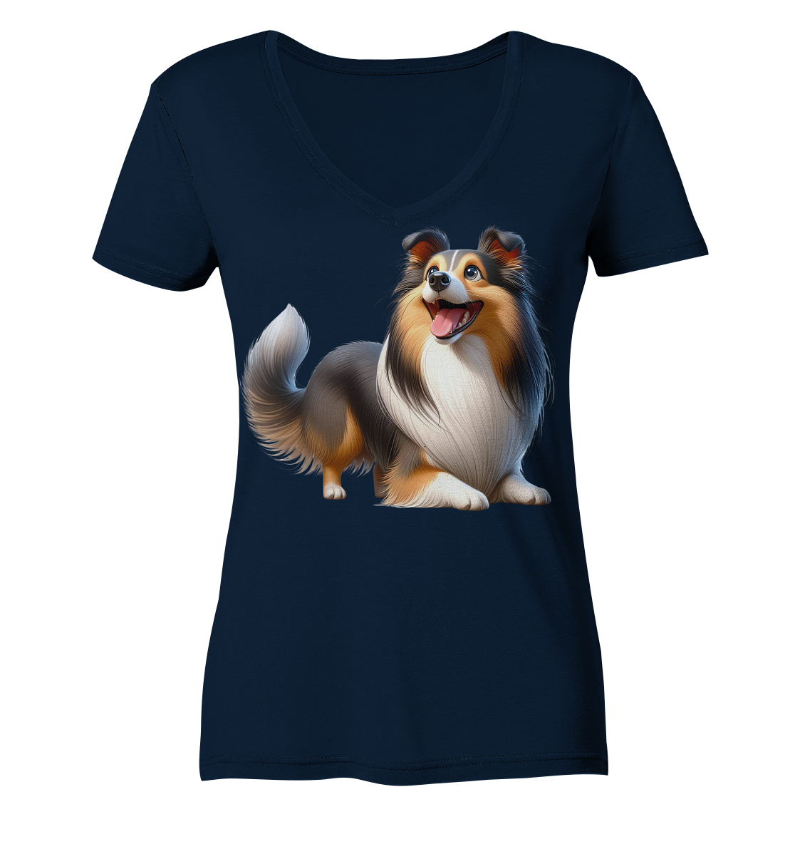 Shetland Sheepdog cartoon personalisierbar - Ladies V-Neck Shirt