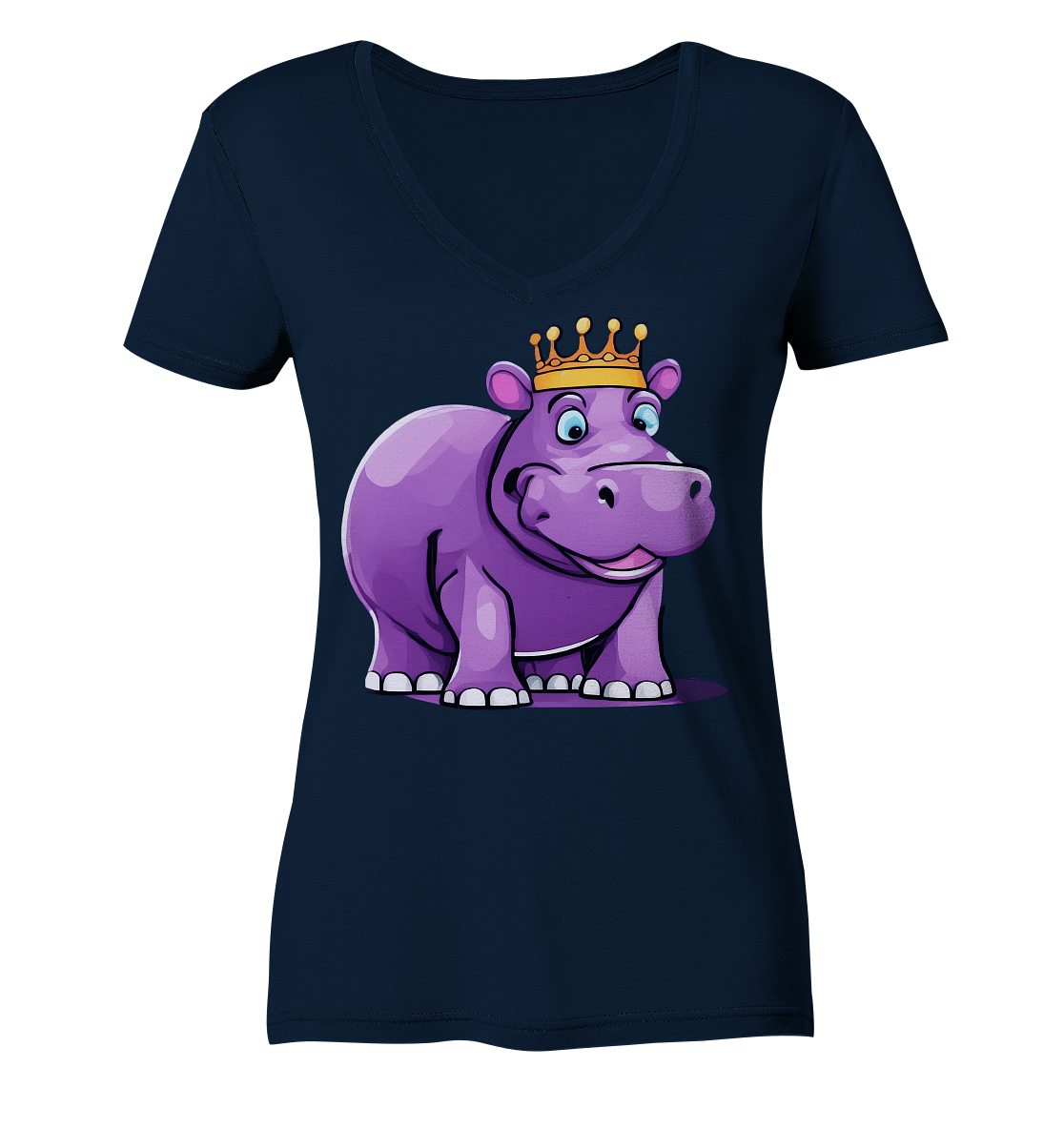 Hippo Queen Cute - personalisierbar - Ladies V-Neck Shirt