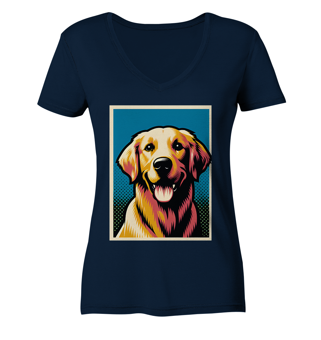 Golden Retriever Pop Art - personalisierbar - Ladies V-Neck Shirt