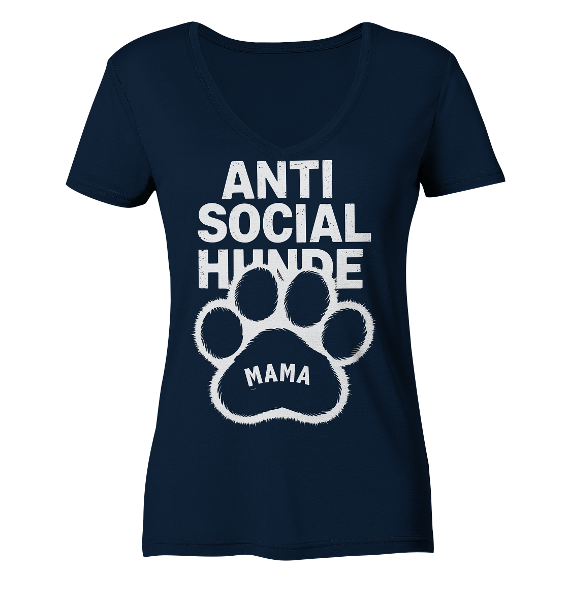 Anti Social Hunde Mama - Ladies V-Neck Shirt