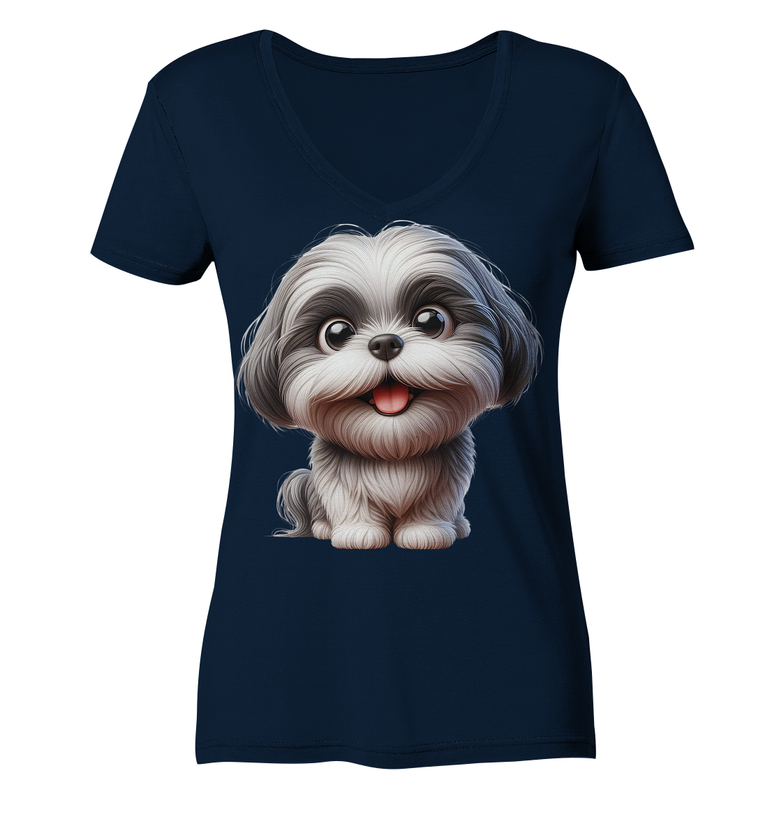 Shih Tzu Cartoon Dog - personalisierbar - Ladies V-Neck Shirt