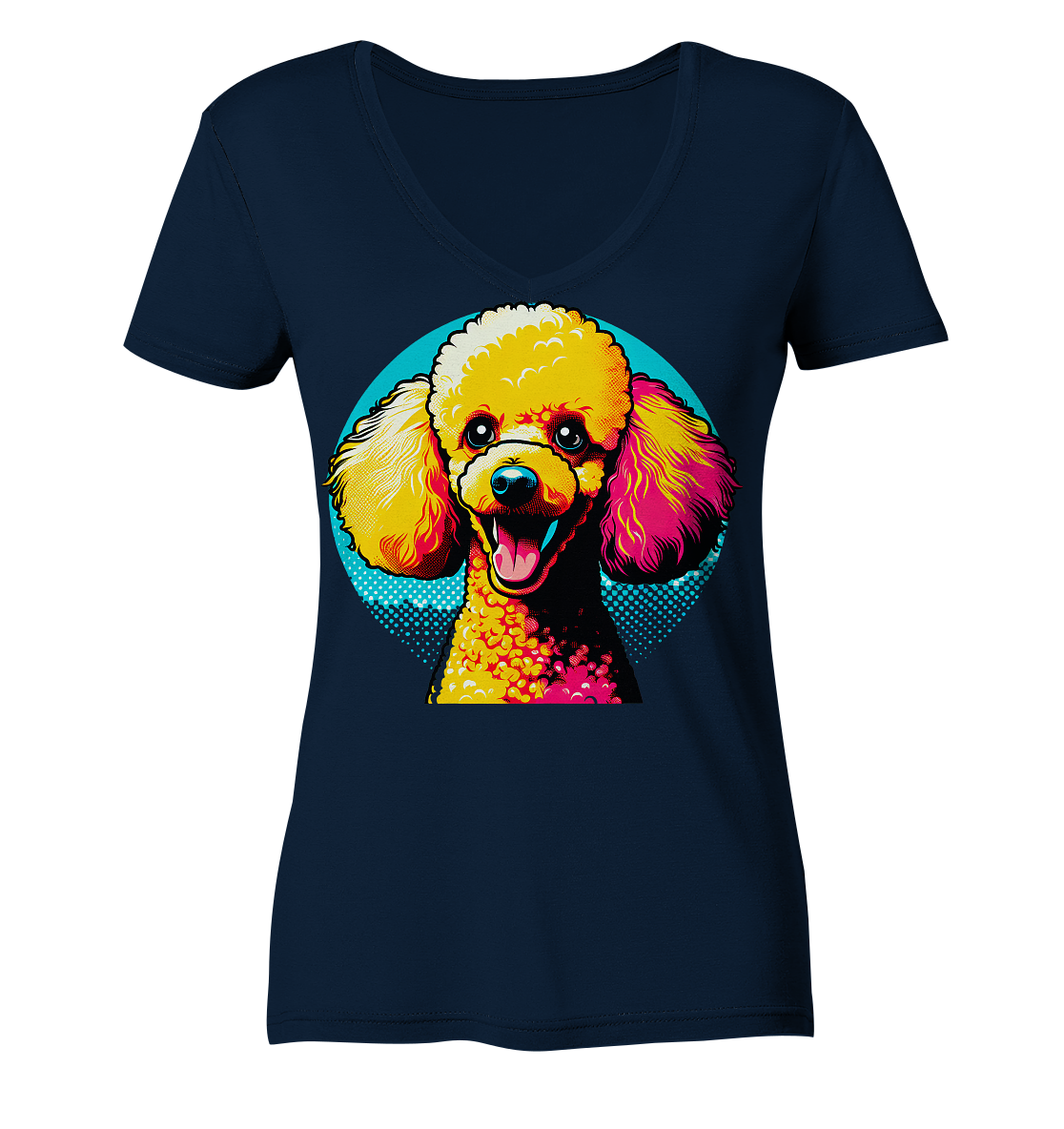 Pudel Pop Art - personalisierbar - Ladies V-Neck Shirt
