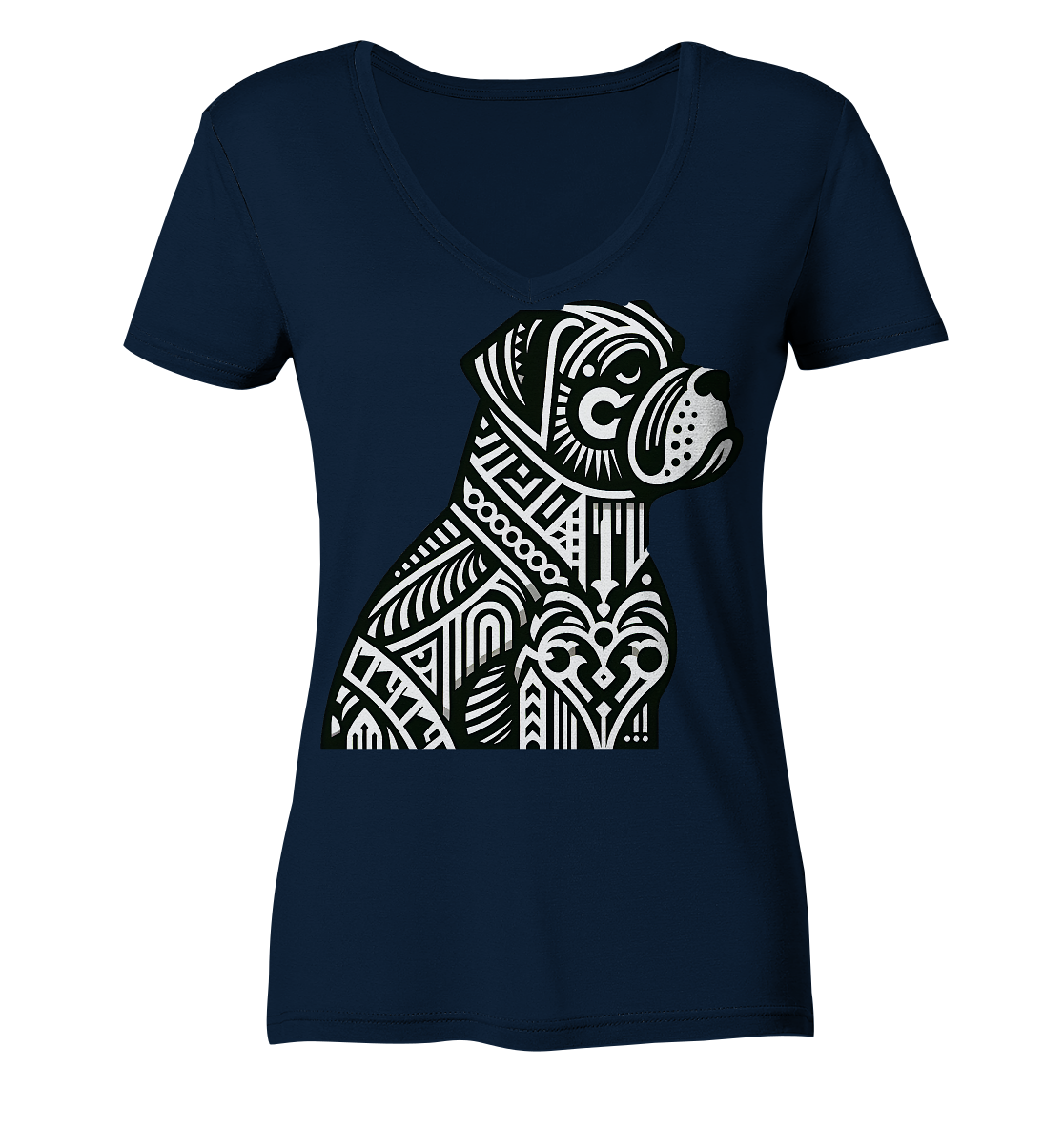 Hund Mastif Art Deco  - personalisierbar - Ladies V-Neck Shirt