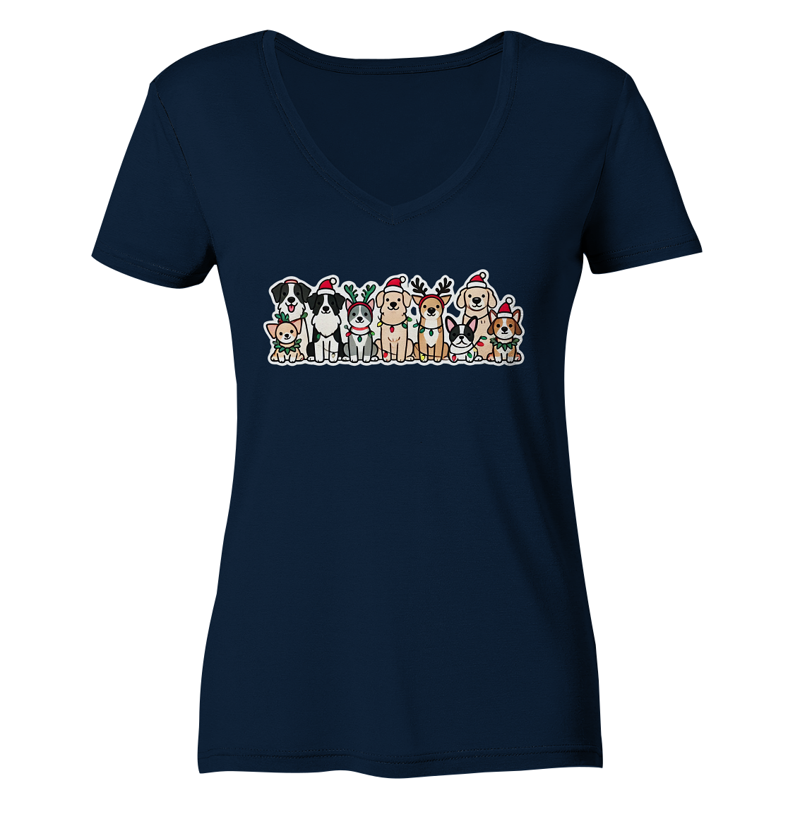 Weihnachten, Christmas Hunde - Ladies V-Neck Shirt