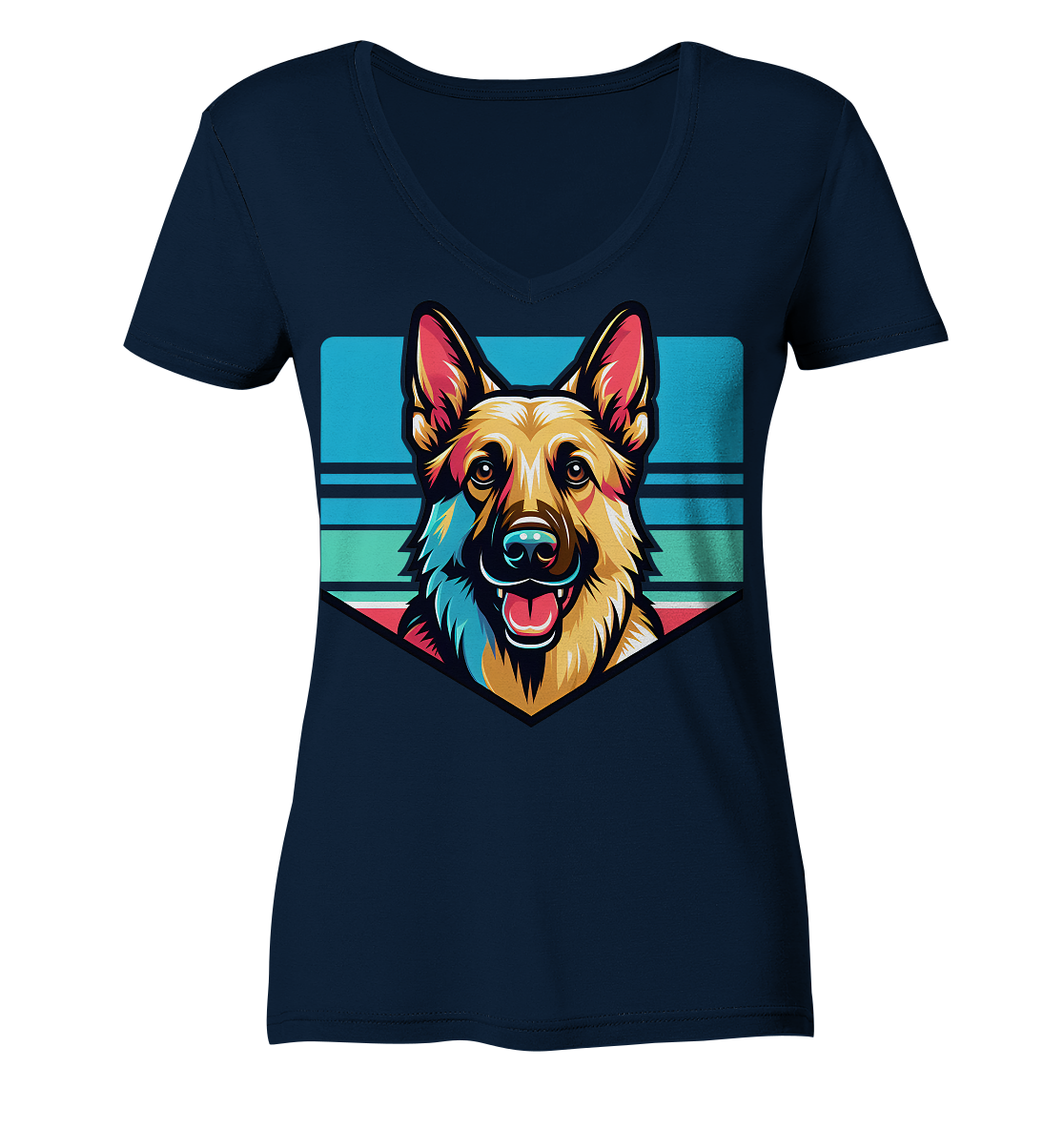 Schäferhund Pop Art - personalisierbar - Ladies V-Neck Shirt