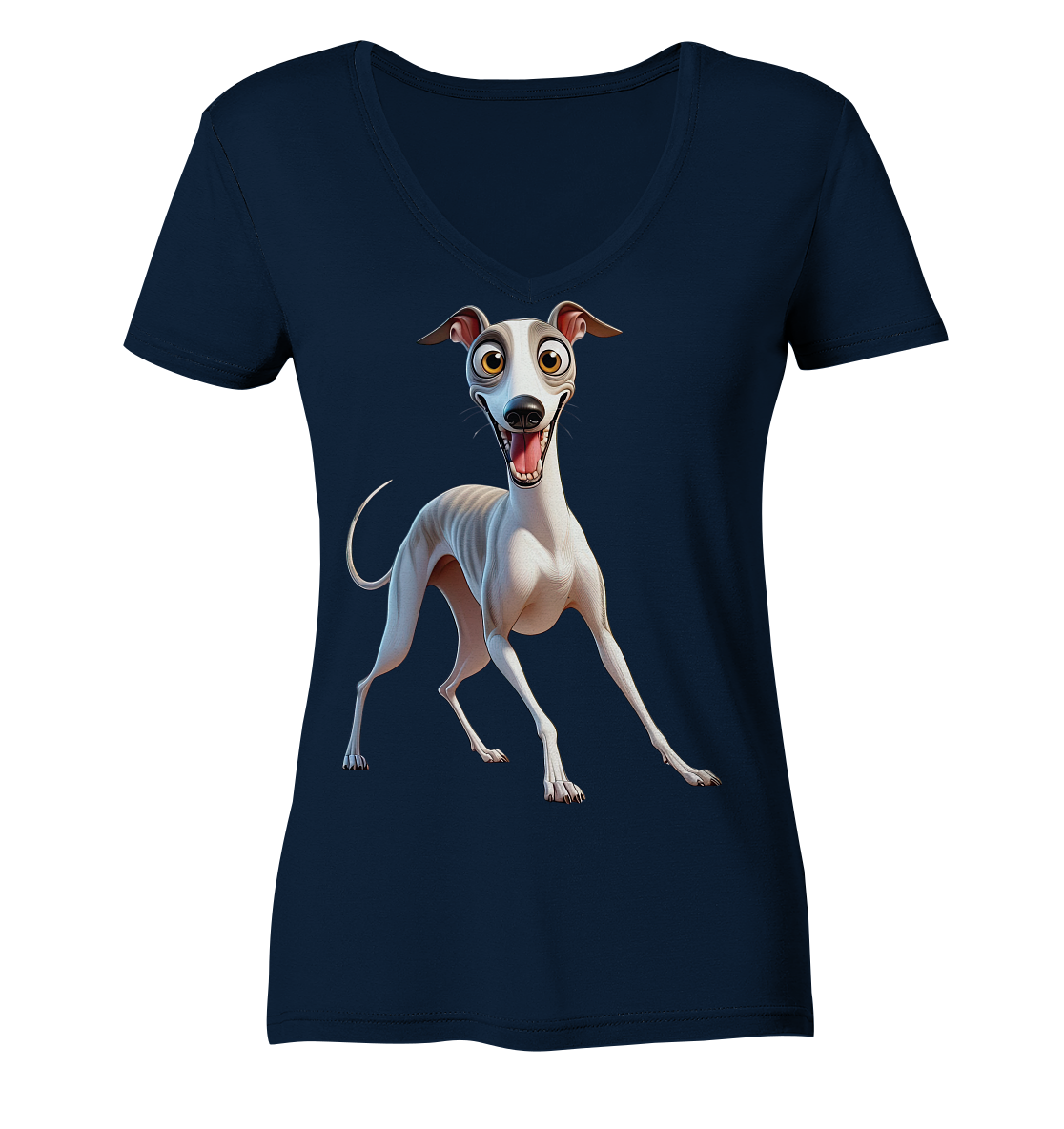 Whippet Cartoon personalisierbar - Ladies V-Neck Shirt