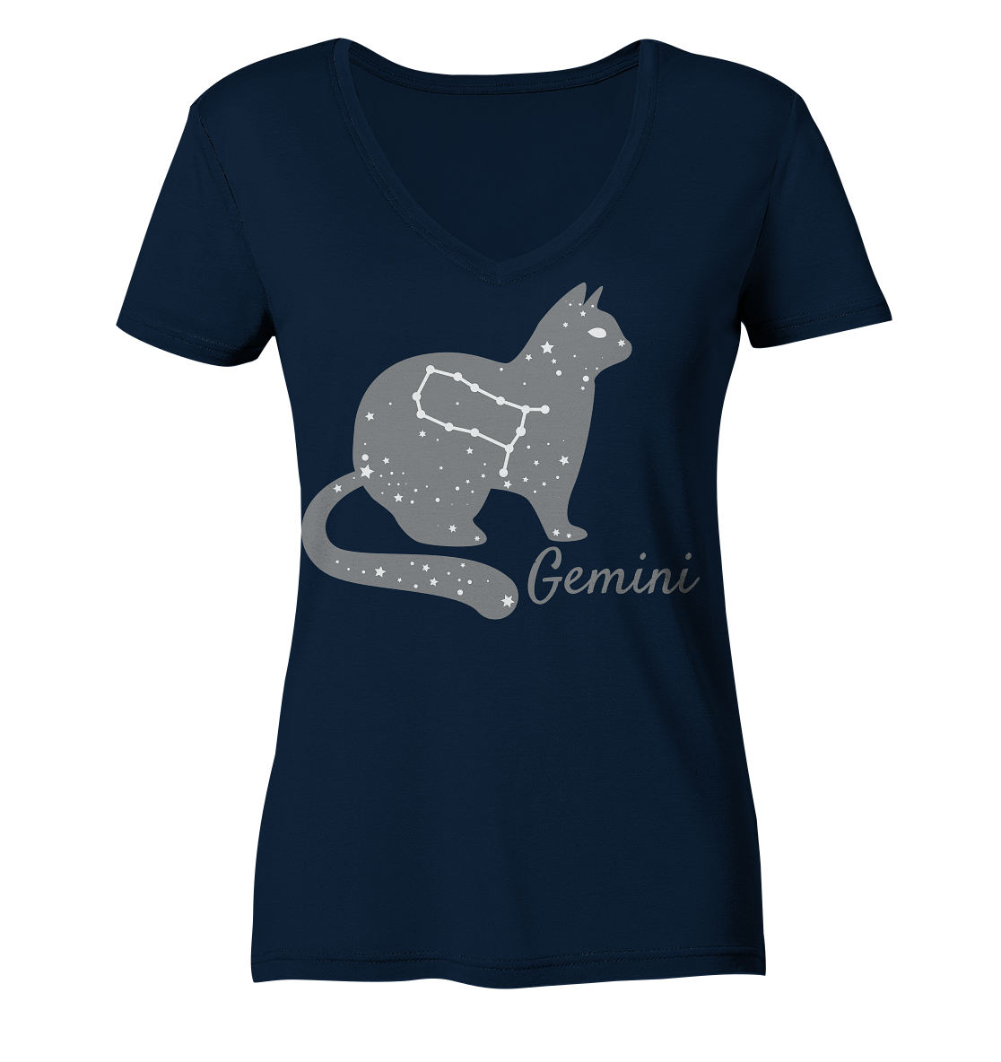 Sternzeichen Katze Zwilling - personalisierbar - Ladies V-Neck Shirt