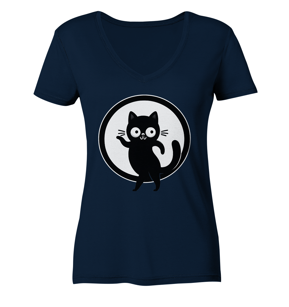 Dancing Cat Logo - Ladies V-Neck Shirt