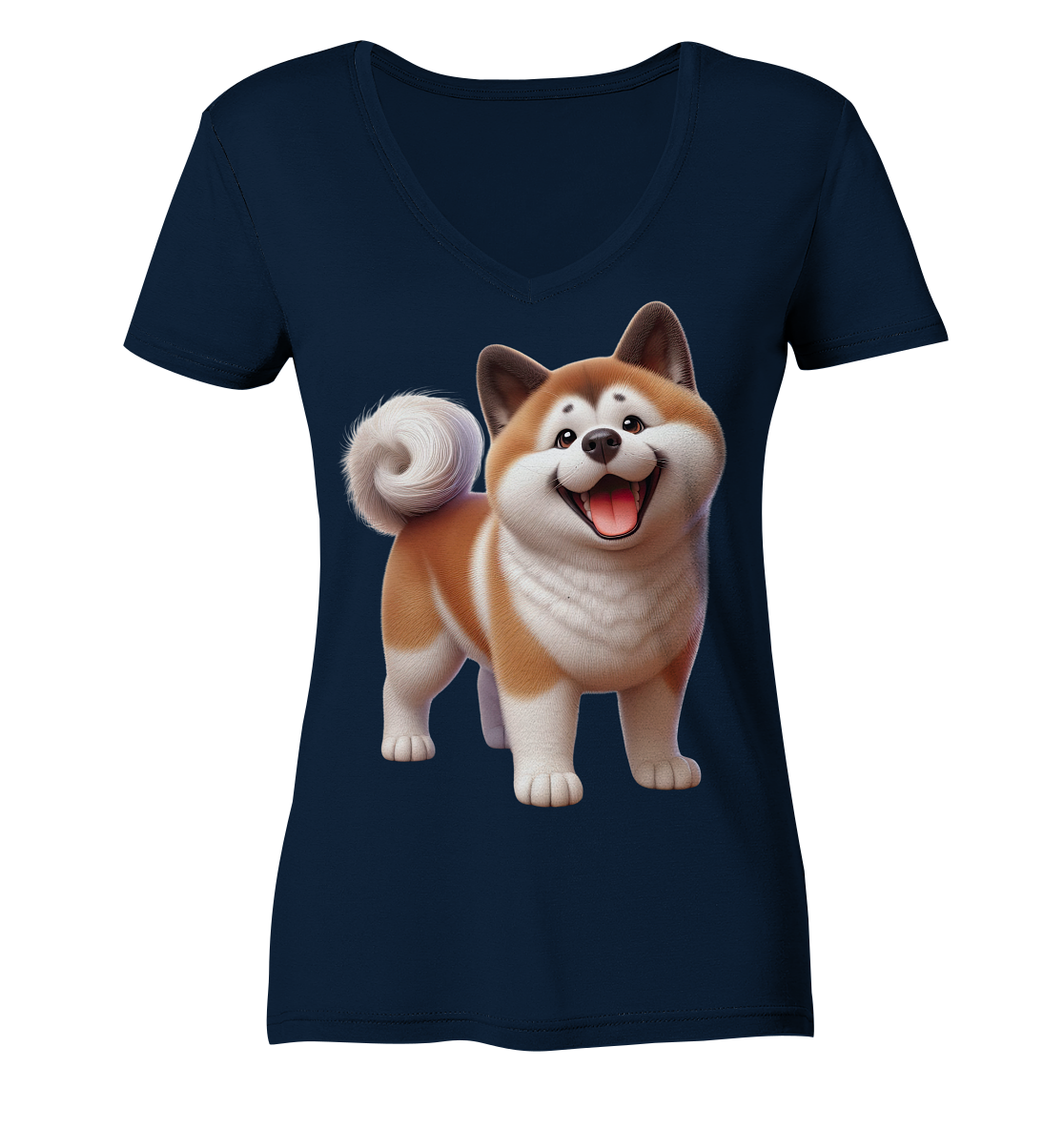Akita Cartoon Hund personalisierbar - Ladies V-Neck Shirt