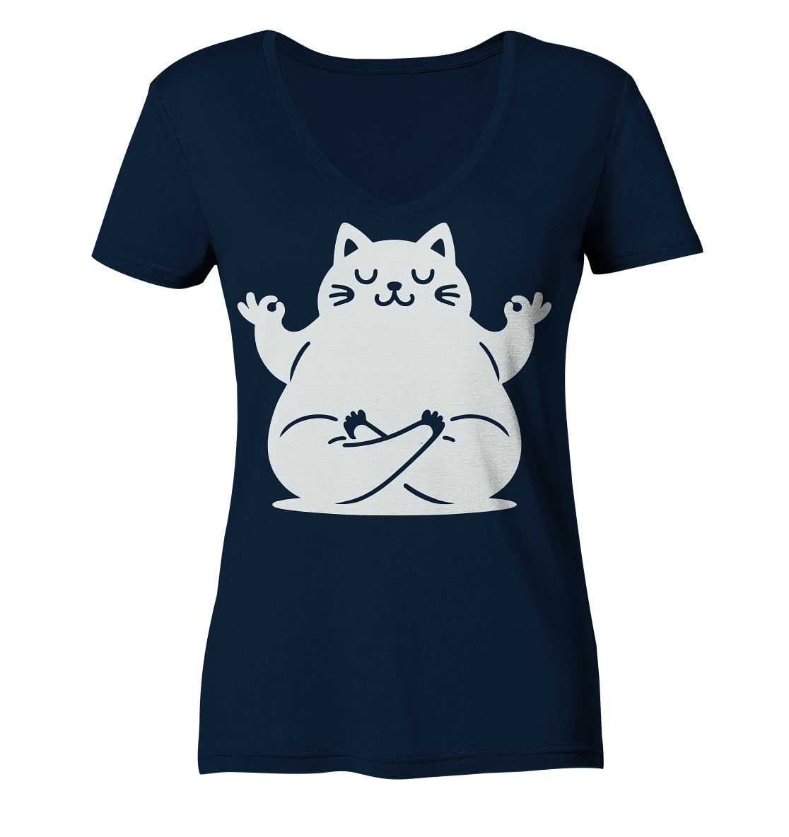Funny yoga Cat - personalisierbar - Ladies V-Neck Shirt