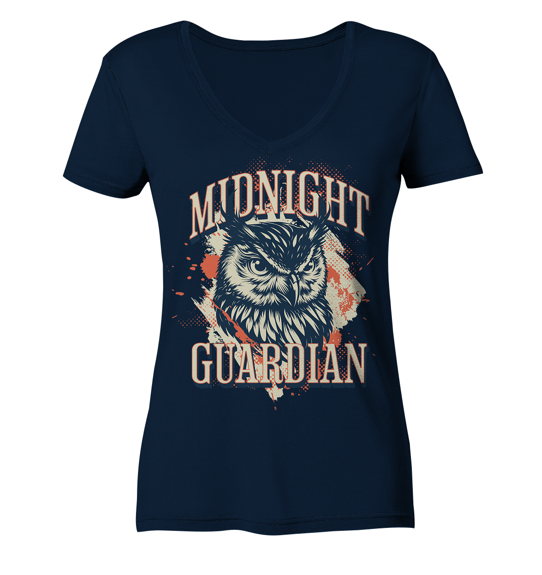Eule Vintage Art - Midnight Guardian - Ladies V-Neck Shirt