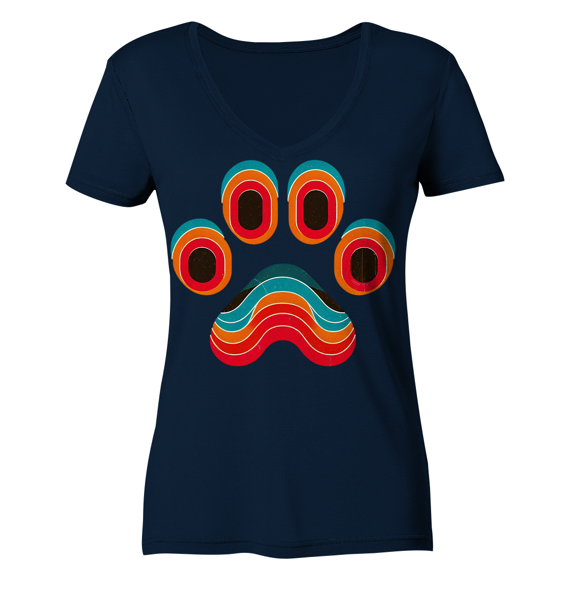 70s Style Pfote Art - Ladies V-Neck Shirt