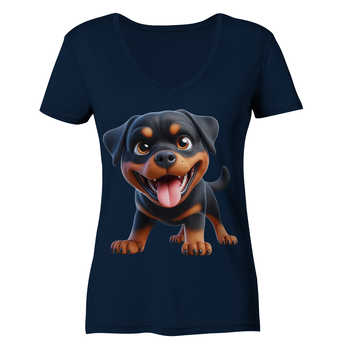 Rottweiler Cartoon Hund - personalisierbar - Ladies V-Neck Shirt
