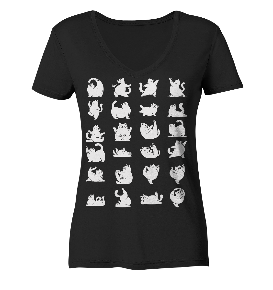 Katzen Yoga / Cat Yoga Fun - personalisierbar - Ladies V-Neck Shirt