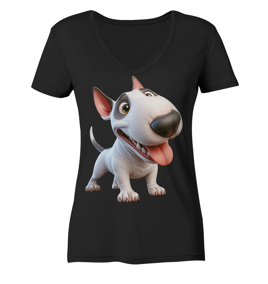 Bullterrier Cartoon personalisierbar - Ladies V-Neck Shirt