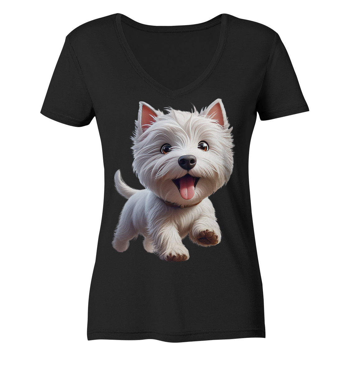West Highland Terrier Catoon - personalisierbar - Ladies V-Neck Shirt