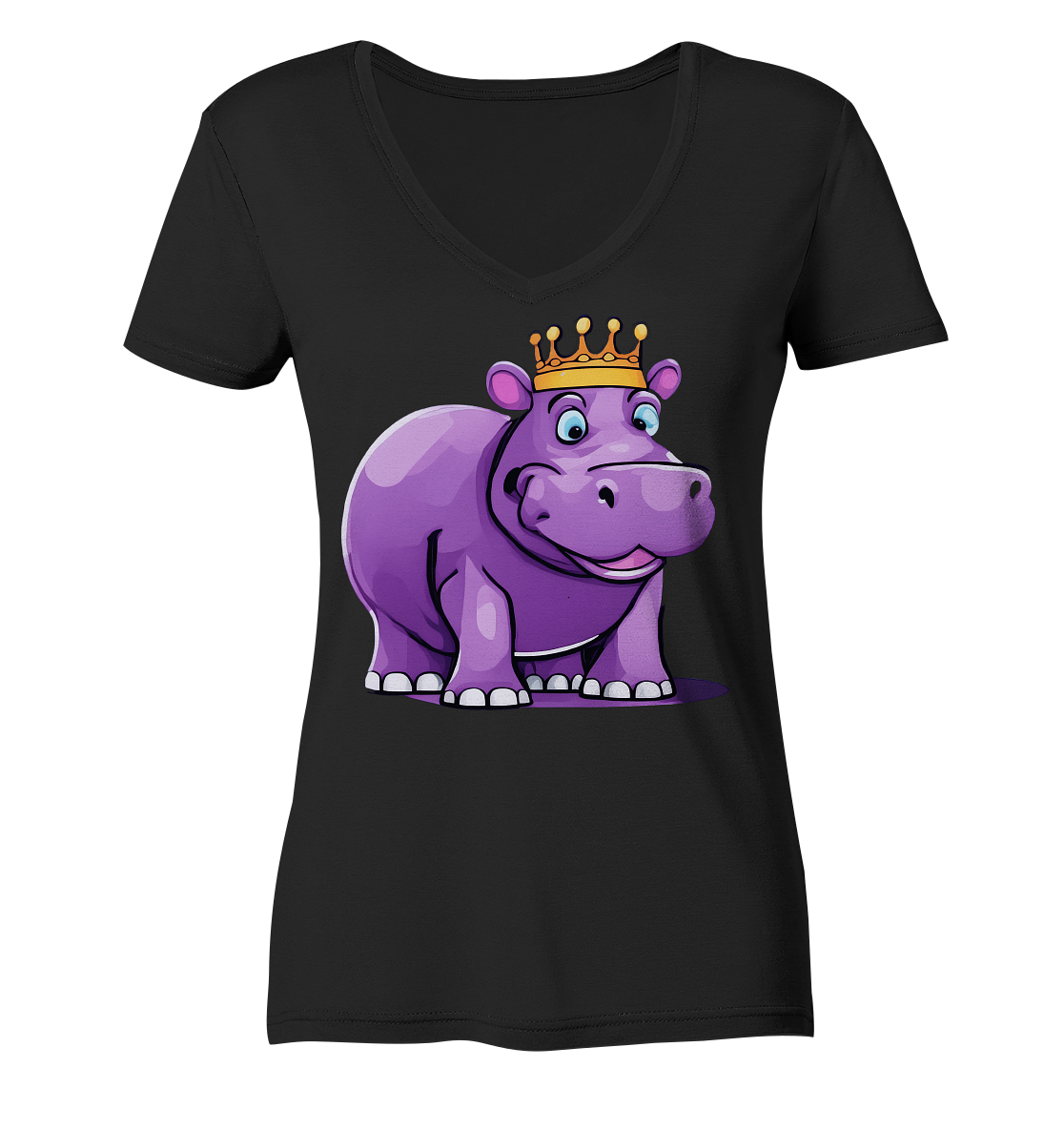 Hippo Queen Cute - personalisierbar - Ladies V-Neck Shirt