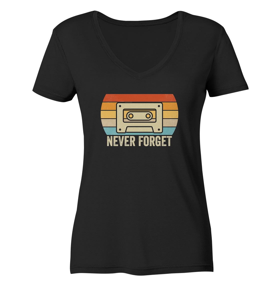 Never Forget Kassette 80's - Ladies V-Neck Shirt
