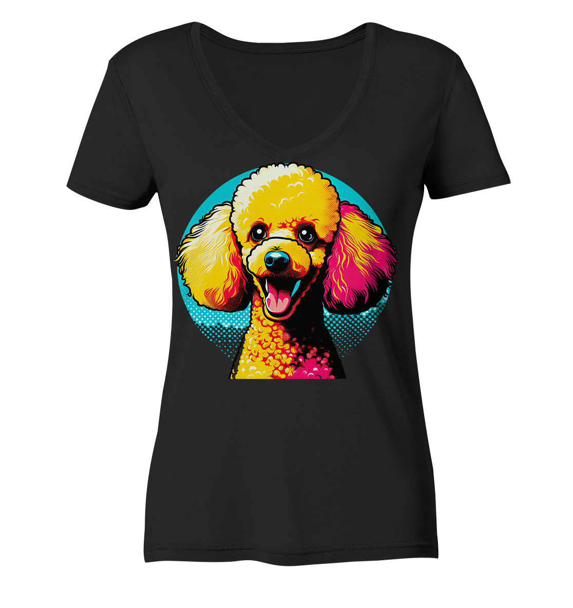 Pudel Pop Art - personalisierbar - Ladies V-Neck Shirt