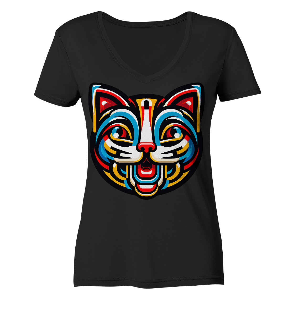 Pop Art Katze  - Ladies V-Neck Shirt