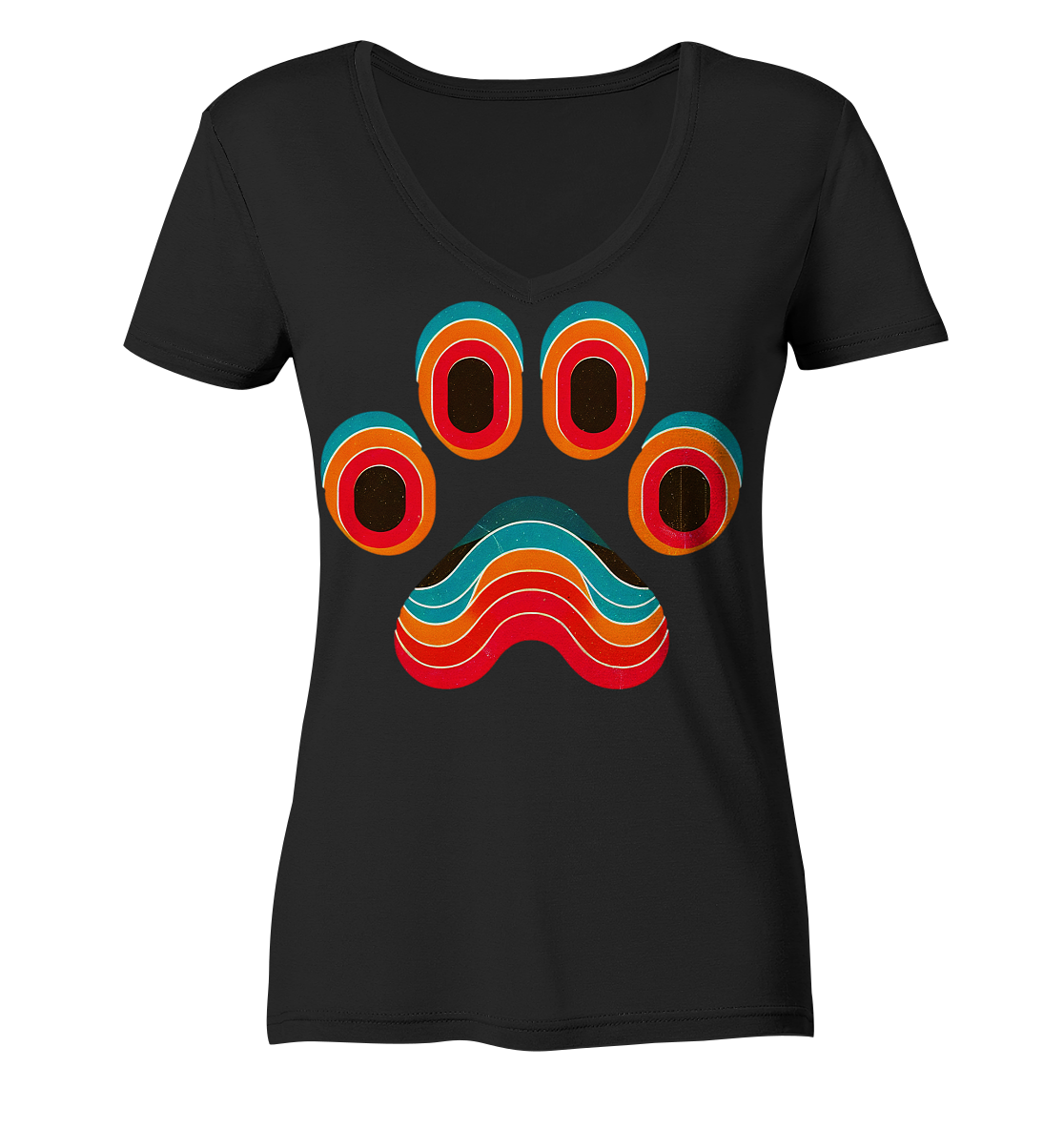 70s Style Pfote Art - Ladies V-Neck Shirt
