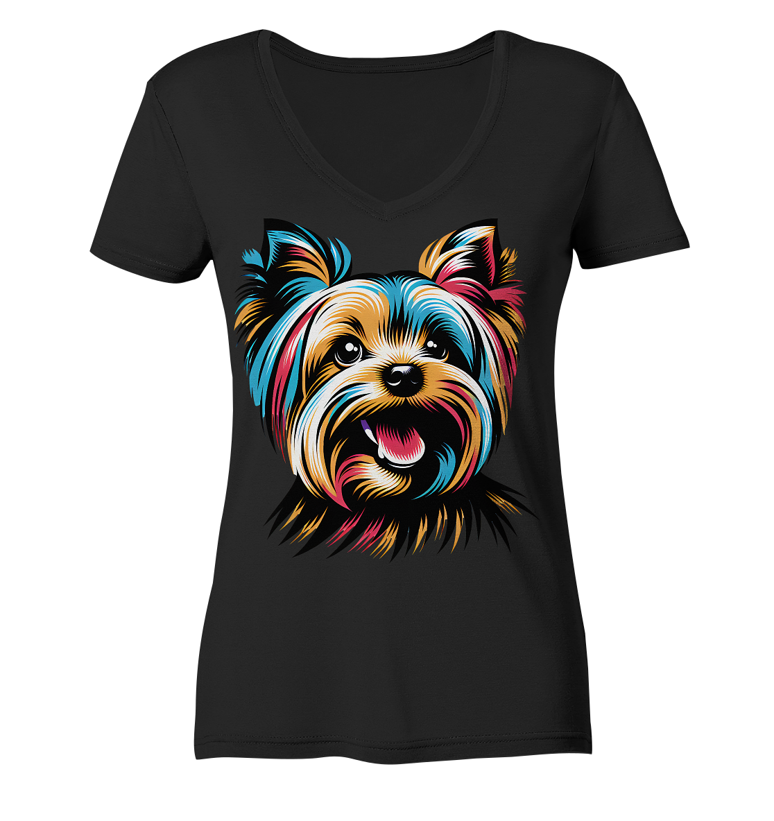 Yorkshire Terrier Pop Art - personalisierbar - Ladies V-Neck Shirt