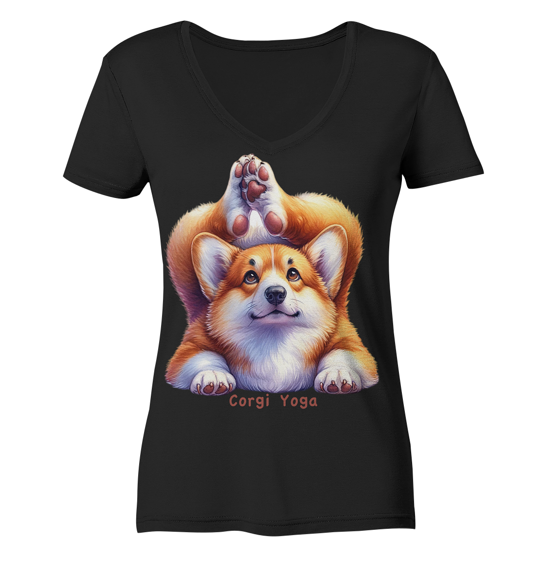 Corgi Yoga - Ladies V-Neck Shirt