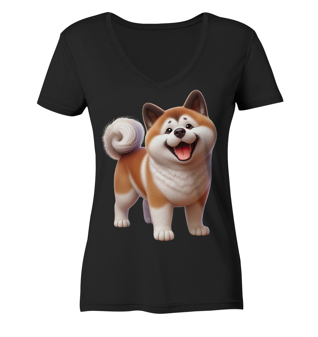 Akita Cartoon Hund personalisierbar - Ladies V-Neck Shirt