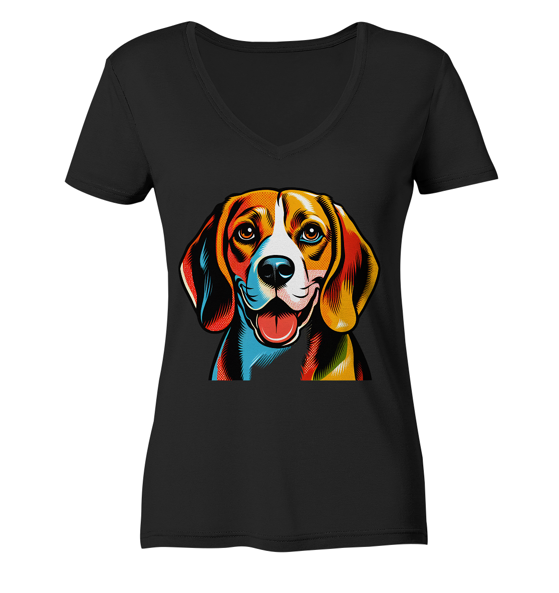 Beagle Pop Art - Personalisierbar - Ladies V-Neck Shirt