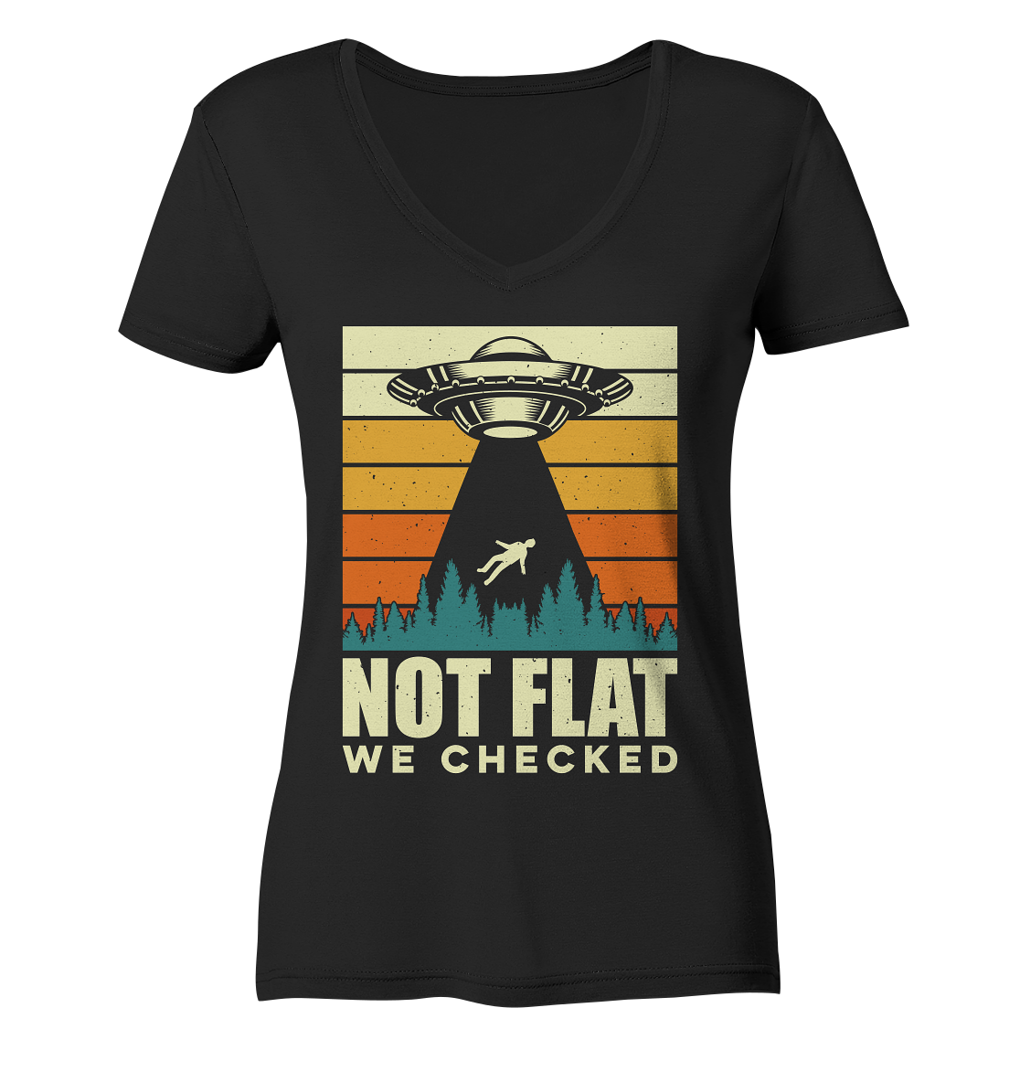Erde - Not Flat we checked  - Ladies V-Neck Shirt