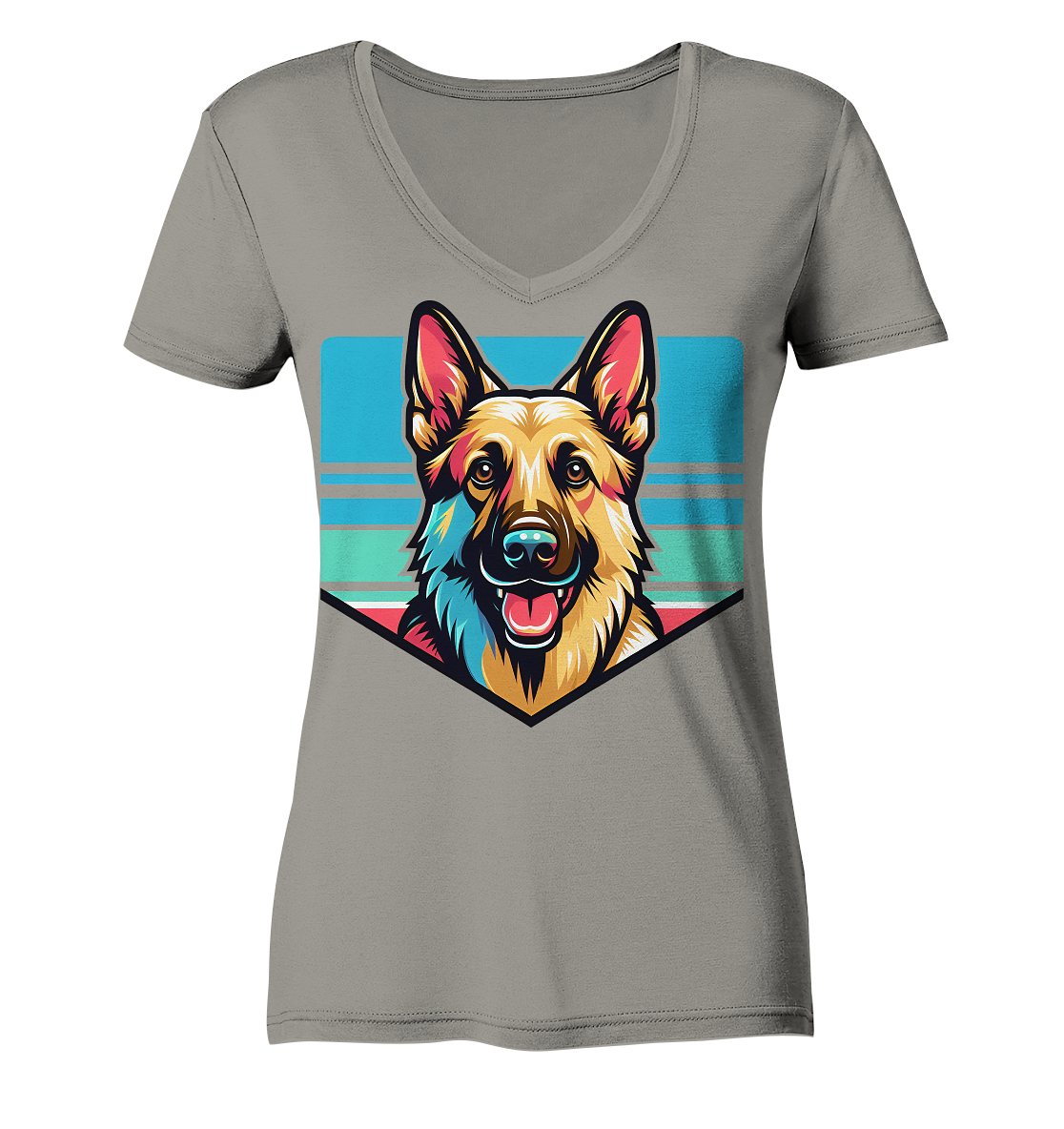 Schäferhund Pop Art - personalisierbar - Ladies V-Neck Shirt