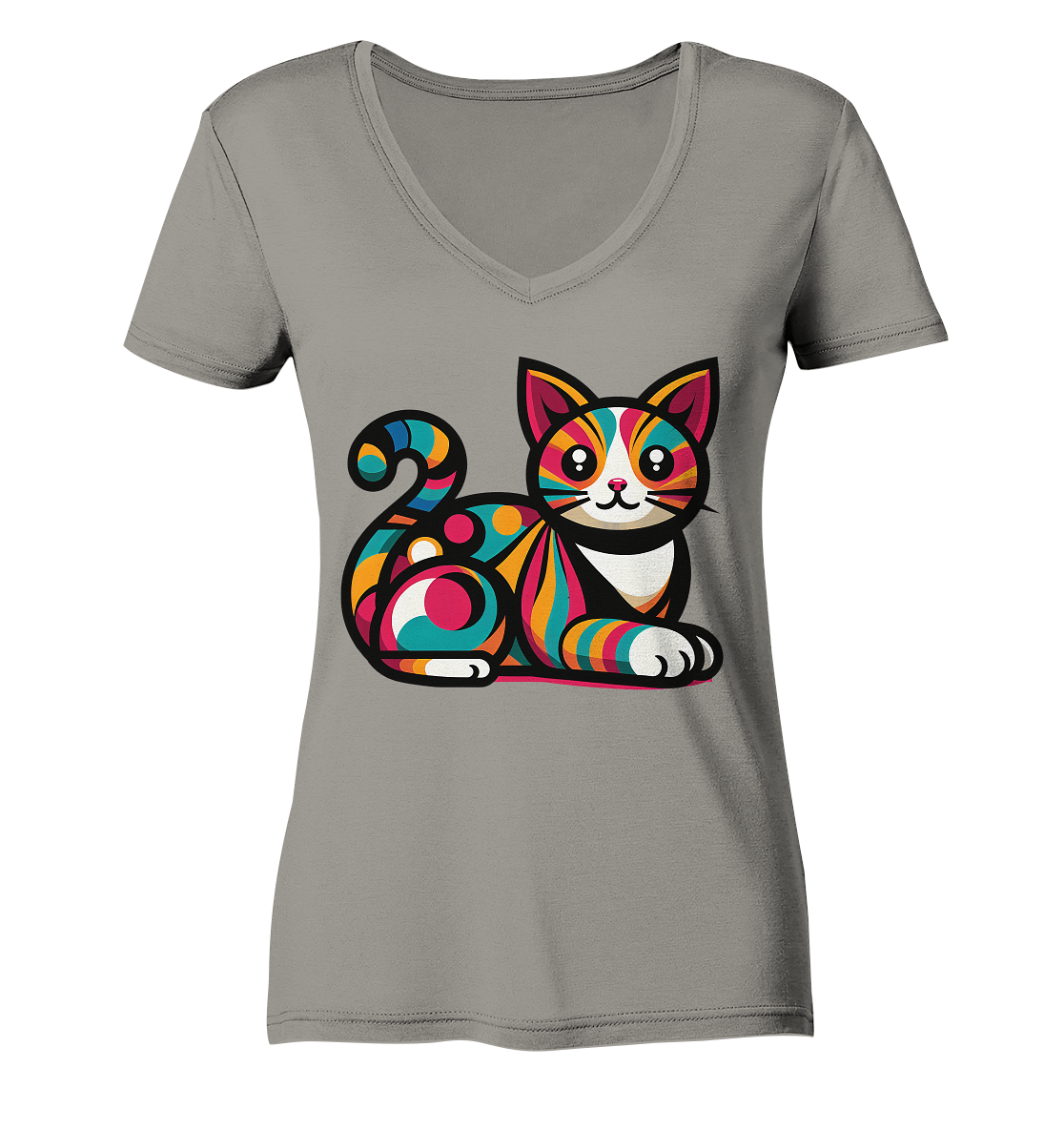 Katze Popart Design - Ladies V-Neck Shirt