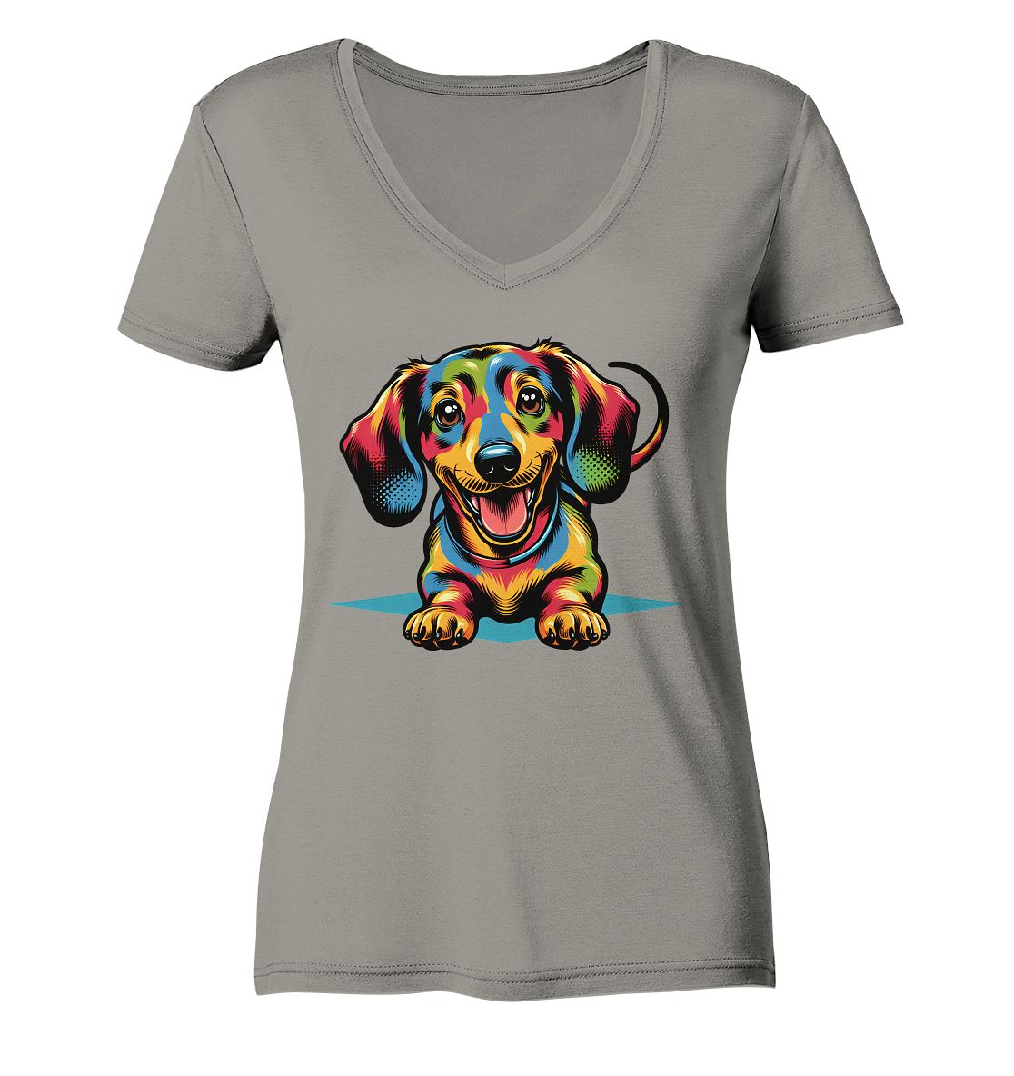 Happy Dackel Pop Art - Ladies V-Neck Shirt