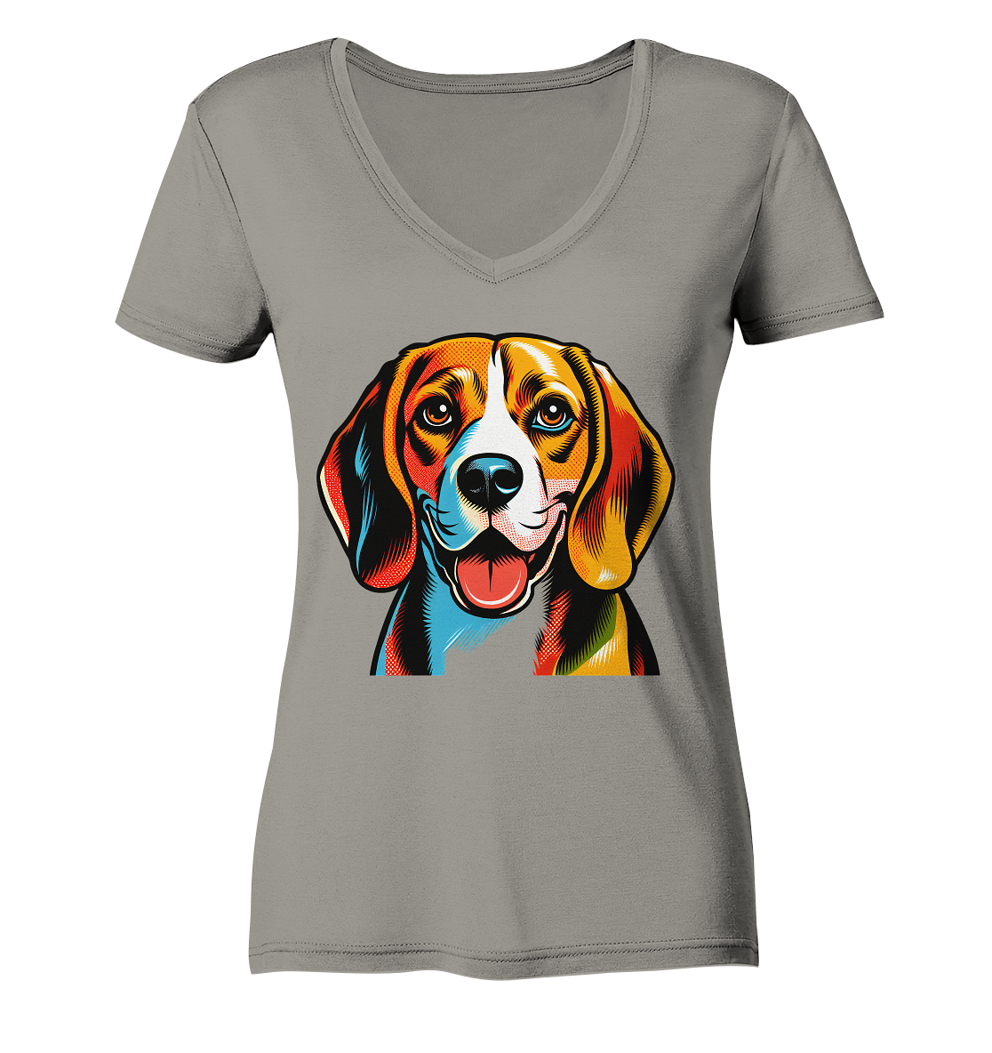 Beagle Pop Art - Personalisierbar - Ladies V-Neck Shirt