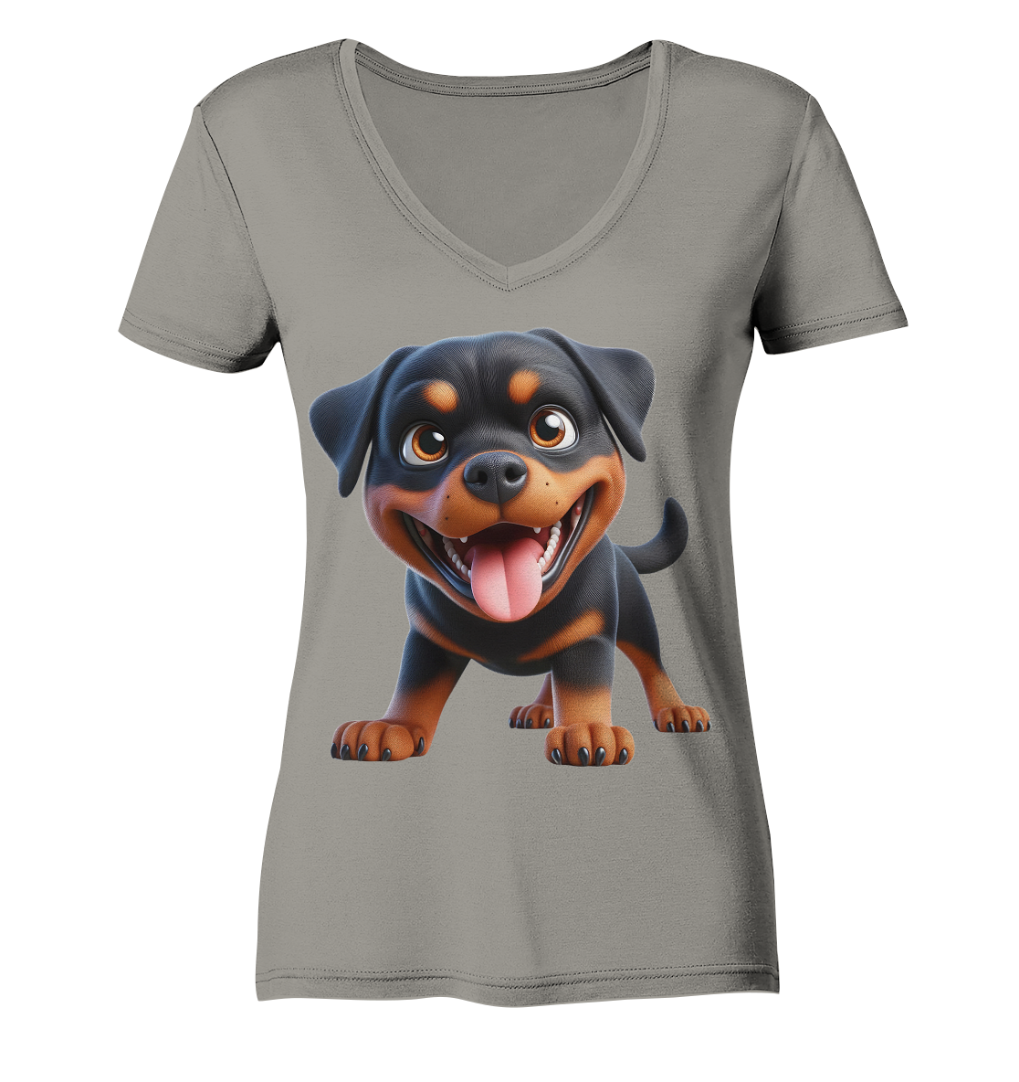 Rottweiler Cartoon Hund - personalisierbar - Ladies V-Neck Shirt