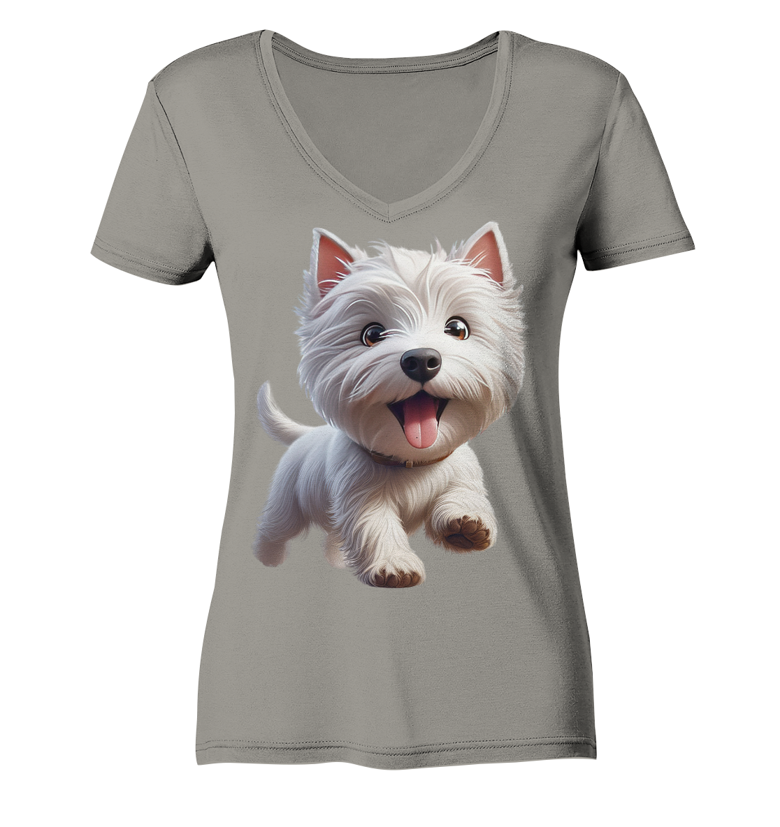 West Highland Terrier Catoon - personalisierbar - Ladies V-Neck Shirt
