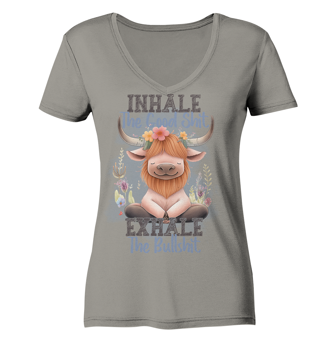 Yoga Highland Kuh - Ladies V-Neck Shirt